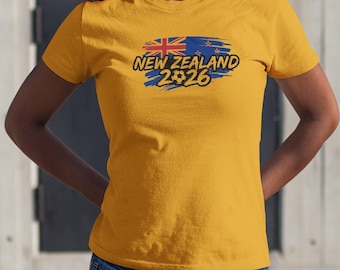 Neuseeland Flagge animierte Tribute Fans Grafik T-Shirt, Fußball World Tournament inspiriertes Design, Fußballfans Sport Geschenk Unisex T-Shirt