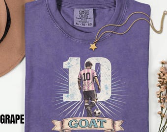 Messi GOAT Number 10 Shirt, Comfort Colors Vintage Soccer Tee, Retro Football Fan Gift