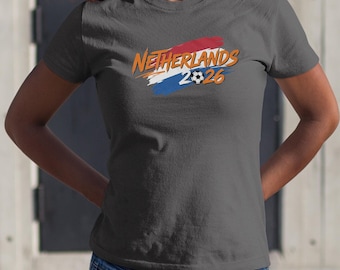 Niederländische Flagge animierte Tribute Fans Grafik T-Shirt, Fußball World Tournament inspiriertes Design, Fußballfans Sport Geschenk Unisex T-Shirt