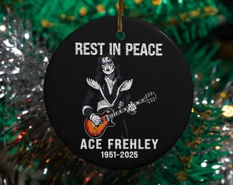 RIP Ace Frehley Ceramic Ornament, Rock Legend Holiday Decor