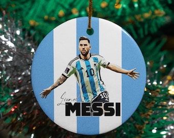 Messi Inspired Goal Ornament, Argentina Legend Soccer Style Custom Gift Soccer Fan Tree Decor, Sports Fan Keepsake Ball Ceramic Ornament