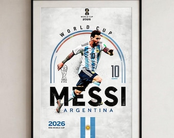 Messing inspiriertes Fußball Poster, Argentinien Top Star Spieler #10 Tribut Wandkunst, 2026 Fußball 2026 Fan Geschenk Digitaler Download
