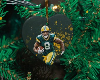 Jacobs Inspired Cartoon Style Ornament, Player Tribute Football Custom Gift Sports Decor, Green Bay  Keepsake Ceramic Ornament