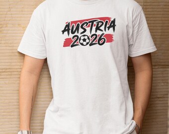 Österreich-Flagge animierter Tribut für Fans Grafik-T-Shirt, Fußball-Turnier inspiriertes Design, Fußballanhänger Sport Geschenk Unisex T-Shirt