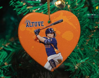 Altuve Inspired Sports Style Ornament, Player Tribute Baseball Custom Gift Holiday Tree Decor, Houston  Keepsake Ceramic Ornament