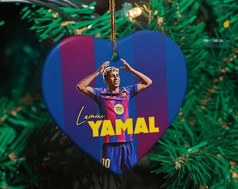 Lamine Inspired Goal Ornament, Barcelona Star Player Soccer Style Custom Gift Soccer Fan Tree Decor, Sports Fan Keepsake Ceramic Ornament