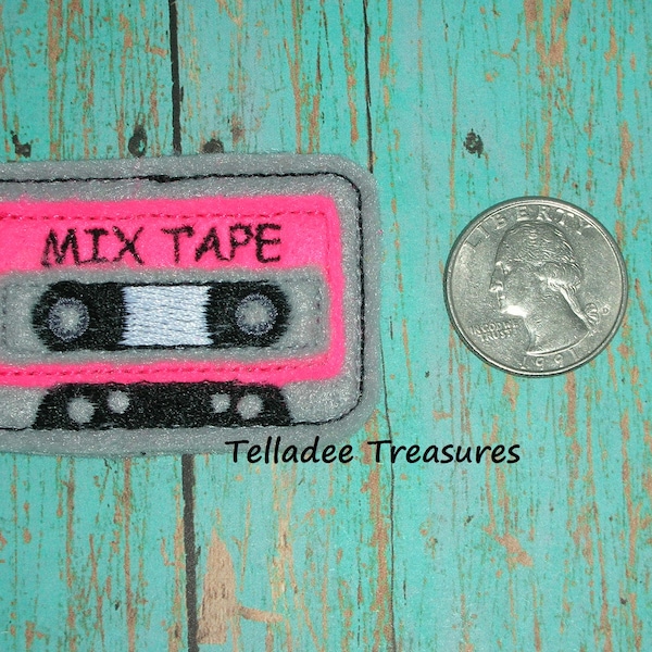Cassette Mix Tape - Gray Felt - Great for Hair Bows, Reels, Clips, Center and Crafts - Music