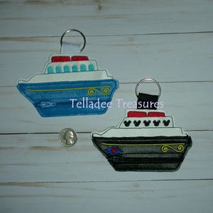 Cruise Ship Coin Purse with Keyring - Regular Boat or Mouse version - Great Fish Extender Gifts - Can be customized