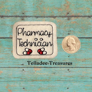 Pharmacy Technician Feltie - White Felt- Great for Hair Bows, Reels, Clips and Crafts - Medical pills