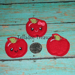 Apple Feltie - Kawaii For Back to School or Fall Felt Crafts -  Great for Hair Bows, Reels, Clips, Planner and Craft Projects - Your Choice