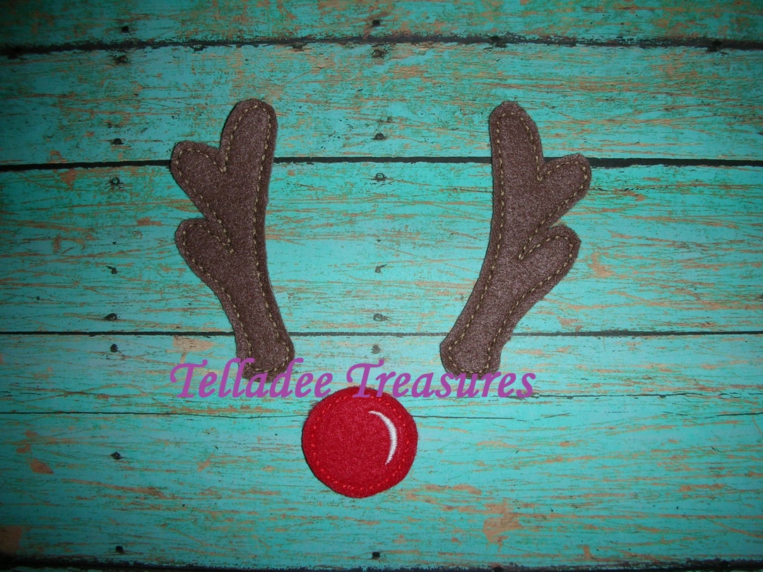 Reindeer Nose And Antlers Oversized Feltie Christmas Felt Great For