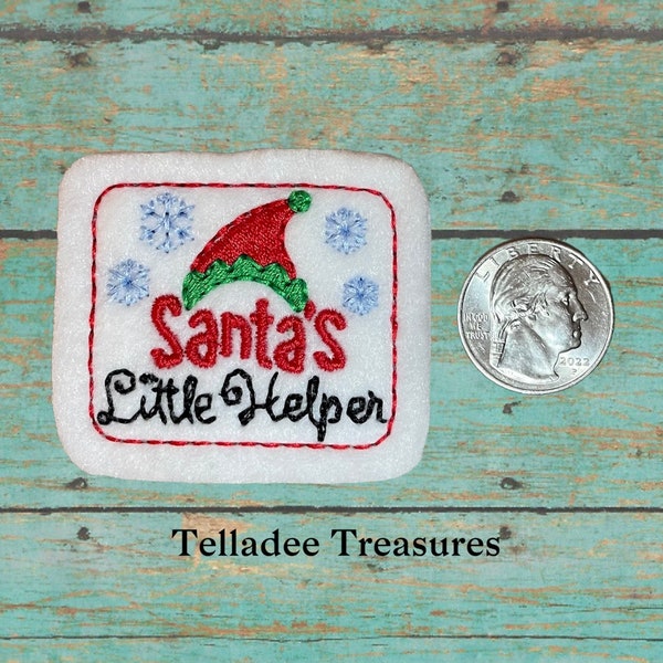 Santa’s Little Helper Feltie - White Felt - Great for Hair Bows, Reels, Clippies, Clips and Crafts - Christmas Elf Hat Snowflakes