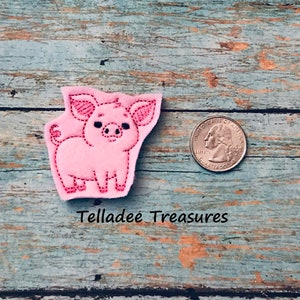 Pig Feltie - Pink Felt- Great for Hair Bows, Reels, Clips and Crafts - Farm Animal Oink