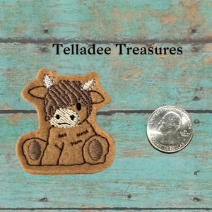 Highland Cow Feltie - Light brown Felt- Great for Hair Bows, Reels, Clips and Crafts - Farm Animal Bull heifer