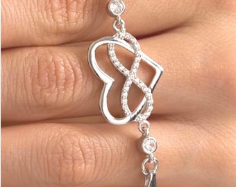 Bracciale Con 3 Pietre Portafortuna Granato In Argento 925 – Design Infinito 'Amore Eterno' Con Catena Regolabile - 3