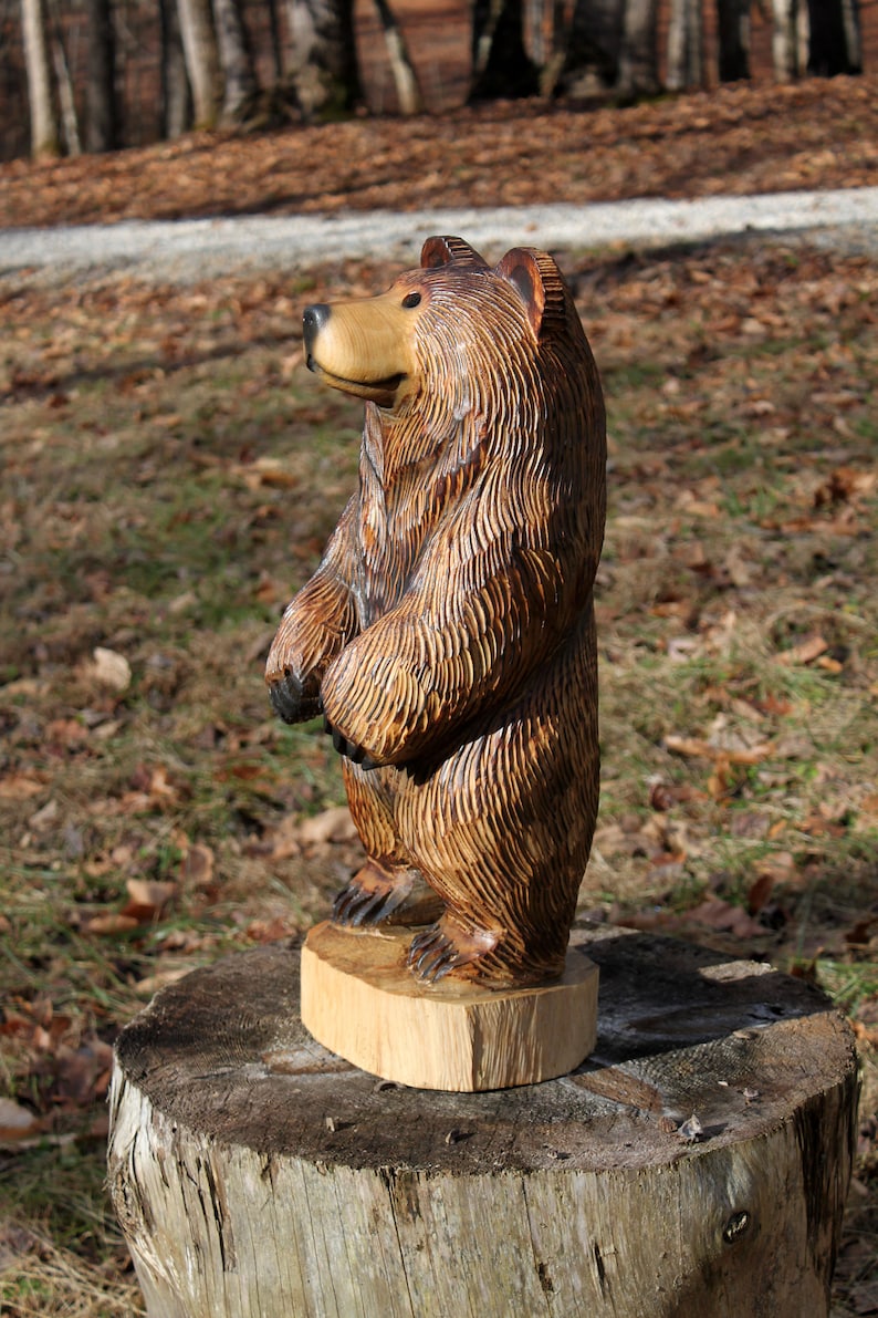 Rusty brown bear chainsaw carving wood sculpture 2023 Etsy