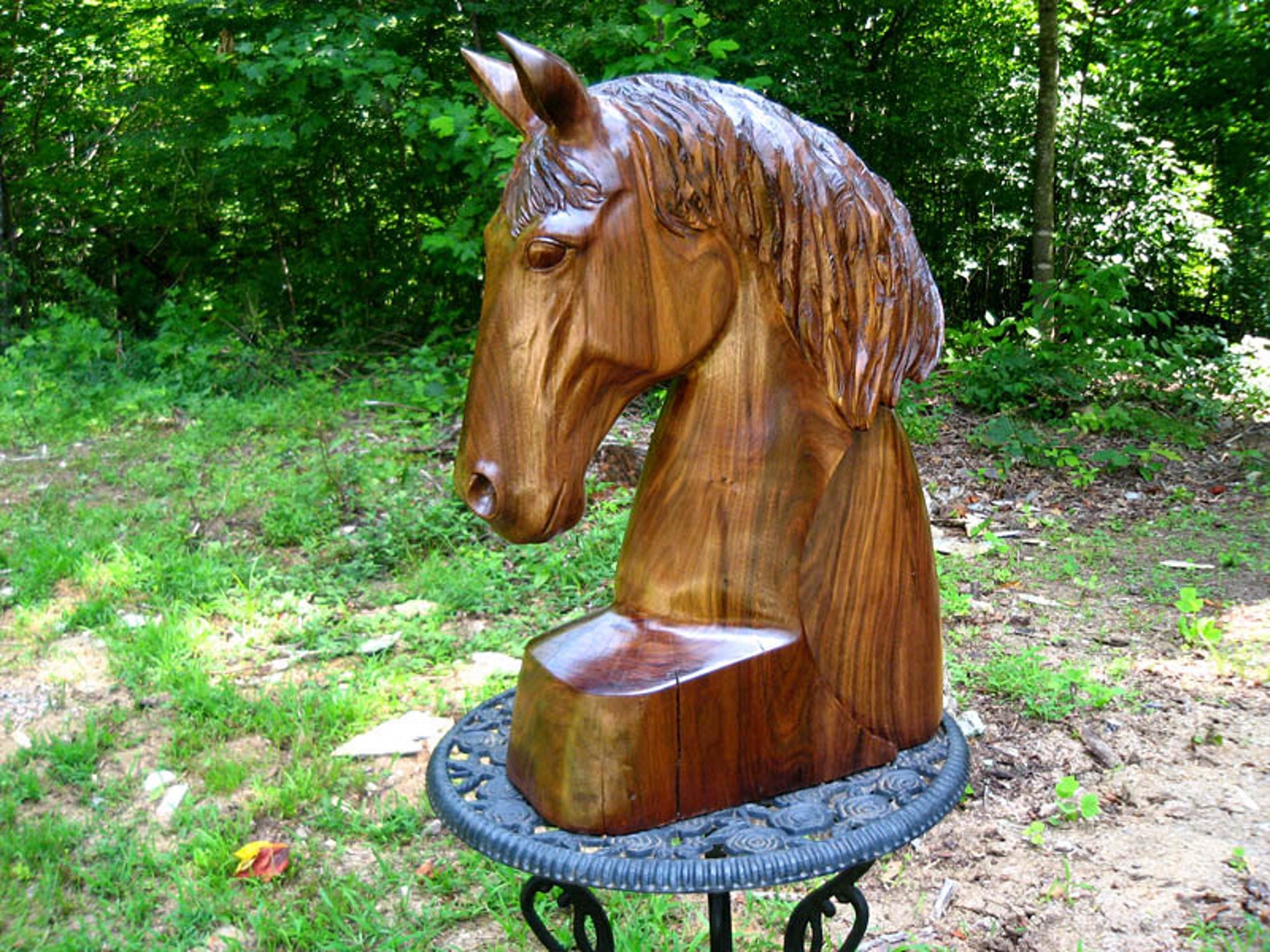 Vinci horse head chainsaw carving wood sculpture Etsy