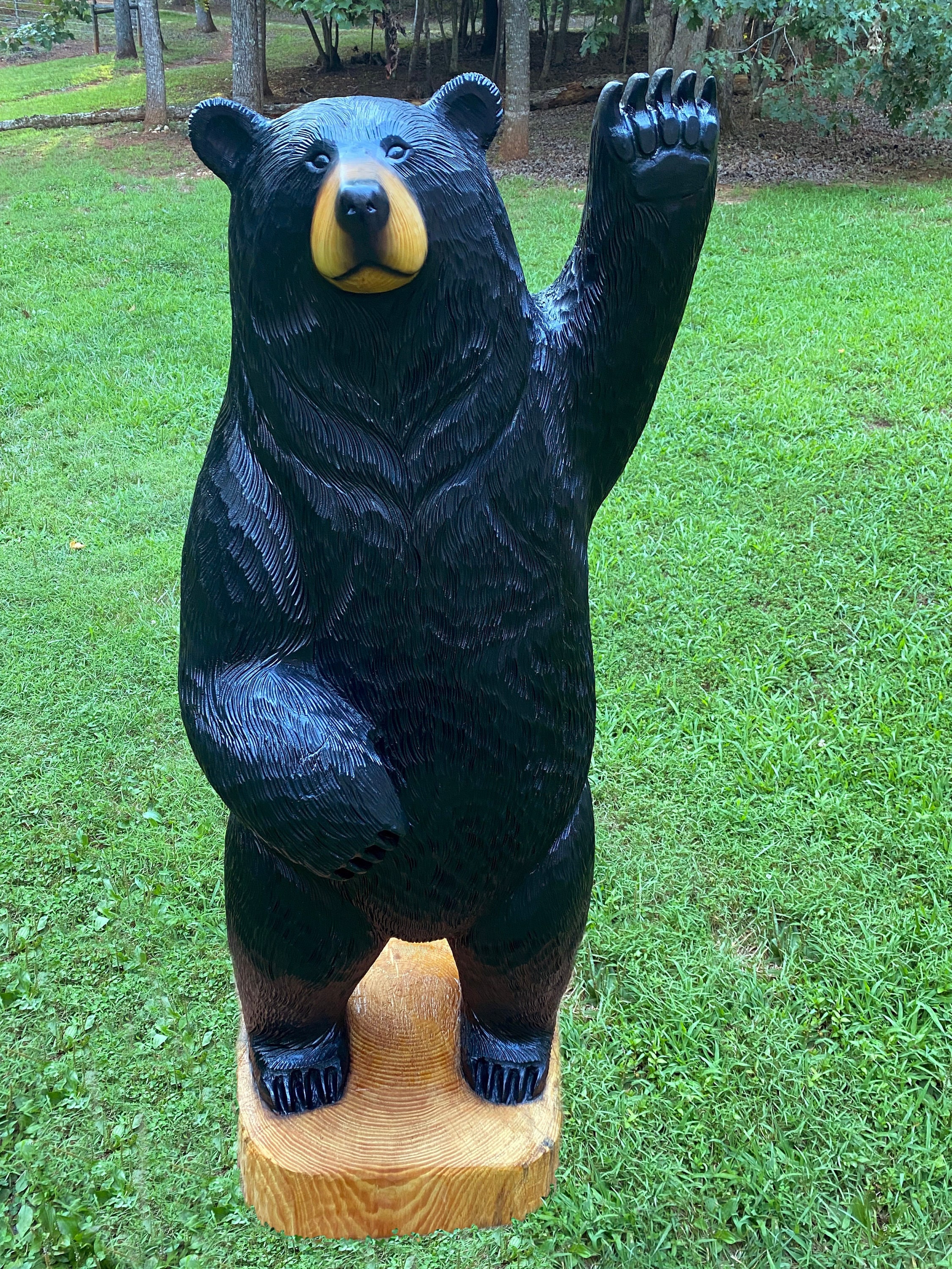 5-ft Waving Black Bear, Wood Sculpture, Chainsaw Carving - Etsy