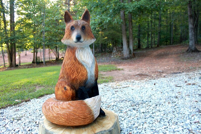 Kit Red Fox Vixen Chainsaw Carving Wood Sculpture 3 Feet Etsy