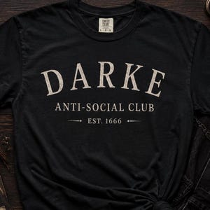 Donker anti-social clubshirt | Gothic Comfort Colours-T-shirt | Dark Academia-afbeelding afbeelding 1