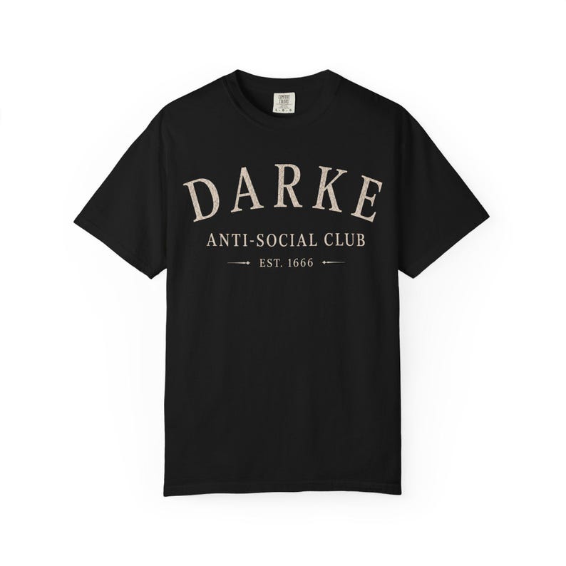 Donker anti-social clubshirt | Gothic Comfort Colours-T-shirt | Dark Academia-afbeelding afbeelding 2