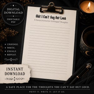 Brain Dump Lined Journal Pages – Unhinged Thoughts Printable (Digital Download)