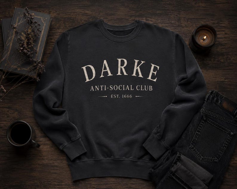 DARKE Anti-Social Club Sweatshirt | Gothic Crewneck | Comfort Colors Sweatshirt | Moody Goth Apparel image 1