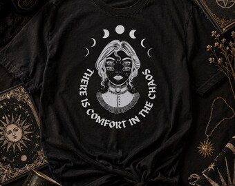 T-shirt Witchy Moon Phase • Donker vrouwelijk T-shirt met Gothic Celestial-print