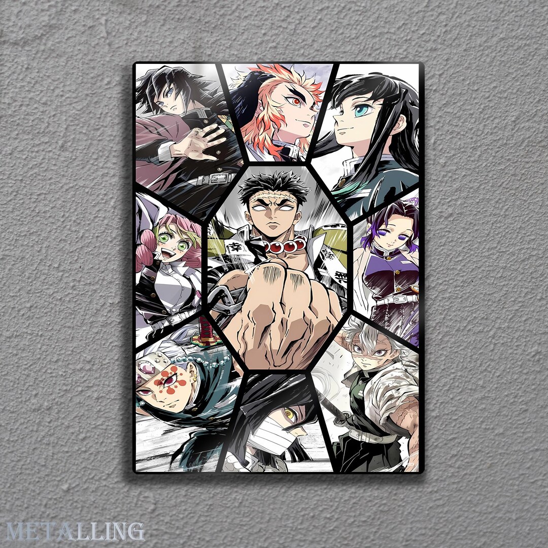 Hashria Collage Demon Slayer Metal Wall Art, Hashira Collage Poster, Kimetsu No Yaiba ...