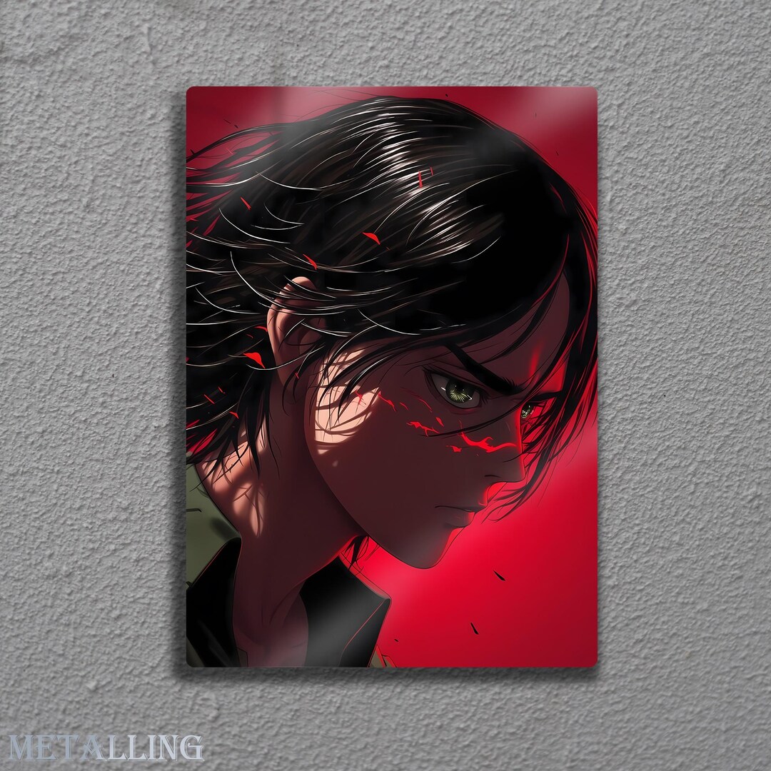 Eren Yeager Metal Poster, Attack on Titan Wall Art, the Rumbling, Anime ...