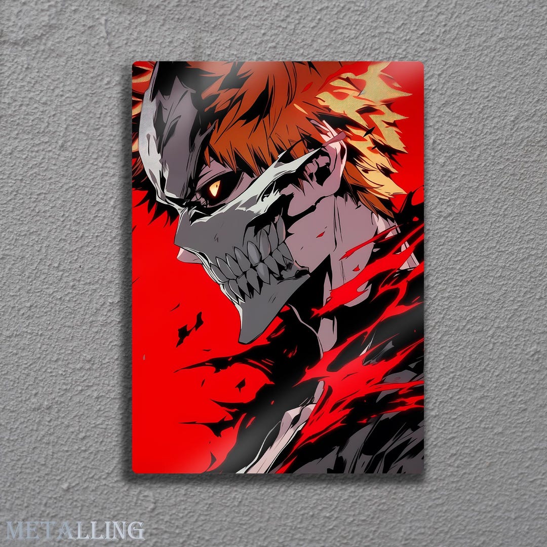 Aluminum Metal Wall Art, Anime Poster, Hollow Mask Portrait, Otaku