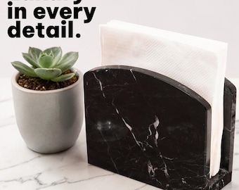 Marble Napkin Holder 5.5" White Handmade Dining Table Napkins Holder Simple Modern Home Kitchen Paper Towel Holder Countertop For Home Decor