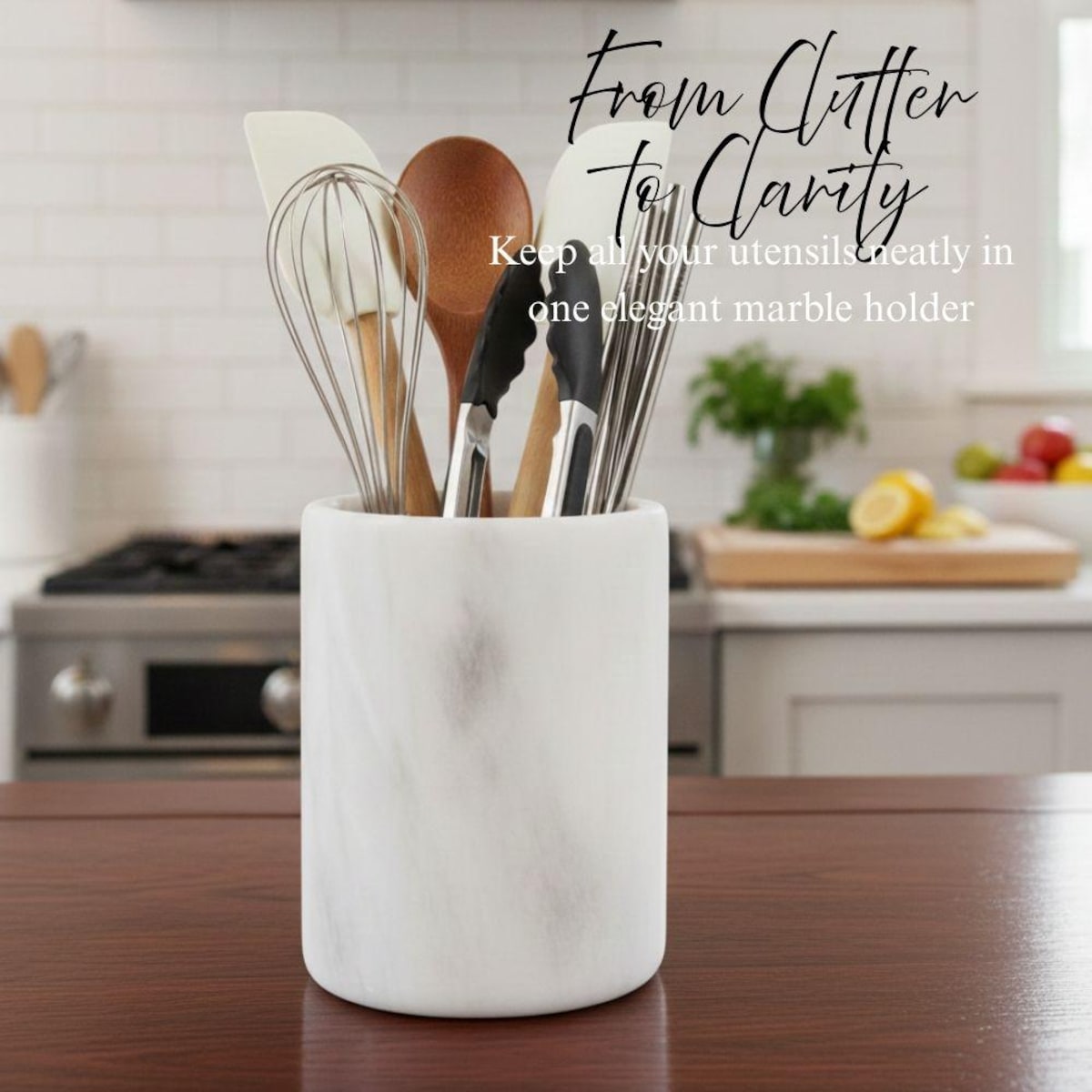 Used Vintage Marble Utensil Holder 6.5" White Handmad Spoon Holder for Kitchen Counter Kitchen Utensils Set Organizer Cooking Utensil Storag - Etsy