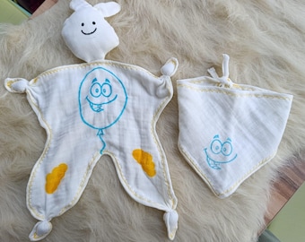 Conejito de muselina orgánica personalizado: edredón para bebé, manta de seguridad