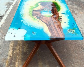 Acacia Wood River Table: Custom Epoxy Resin Dining or Coffee Table