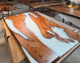 Riviertafel acaciahout epoxy, Live Edge Dining Coffee Desk Top