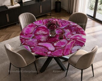 Luxury Pink Agate Table Top | Round Geode Dining Table | Handmade Crystal | Pink Agate Dining Table | Custom Pink Agate Coffee Table Top |