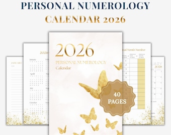 Calendario Numerológico Personal 2026 / Cuaderno de Ejercicios de Año, Mes y Día (PDF Imprimible)