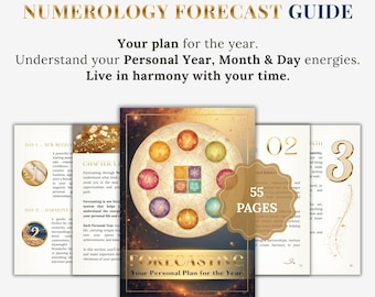 Guía de predicciones numerológicas: Tu calendario personalizado (PDF imprimible, descarga digital)