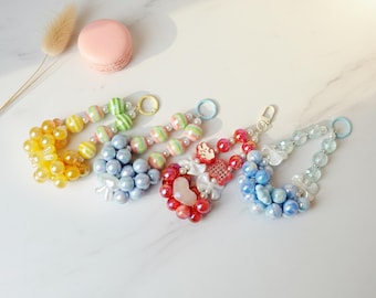 Kawaii Beaded Phone Charm Strap – Handmade Cute Bag Charm, Keychain Accessory, Unique Gift