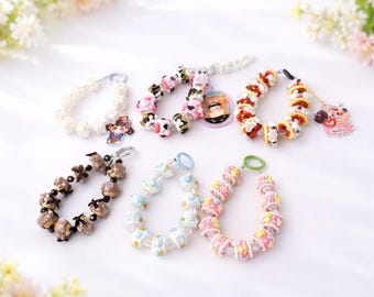 Chunky Beaded Phone Charm – Handmade Pastel Bag Charm with Pendant