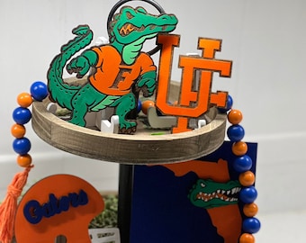 University FLORIDA GATORS Football Tiered Tray Decor Signs UF