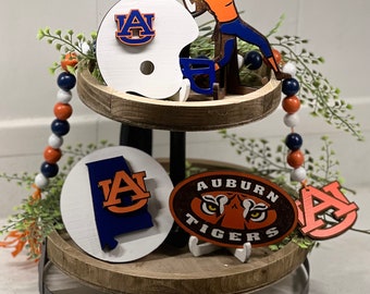 AUBURN TIGERS Tiered Tray Decor Football Signs Football