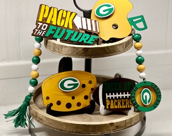 GREEN BAY PACKERS Tiered Tray Decor Football Signs Cheeseheads