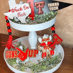 TEXAS Tech Football Tiered Tray Decor Signs Beads TT image 1