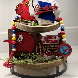 ST LOUIS CARDINALS Tiered Tray Decor Baseball Signs Farmhouse Rustic Bundle