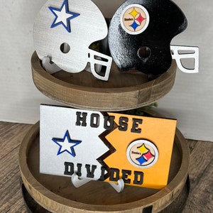 CUSTOM HOUSE DIVIDED Tiered Tray Decor any Football Team Signs Personalize