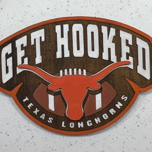 TEXAS LONGHORNS Football Tiered Tray Decor Signs Rustic Beads UT Get Hooked