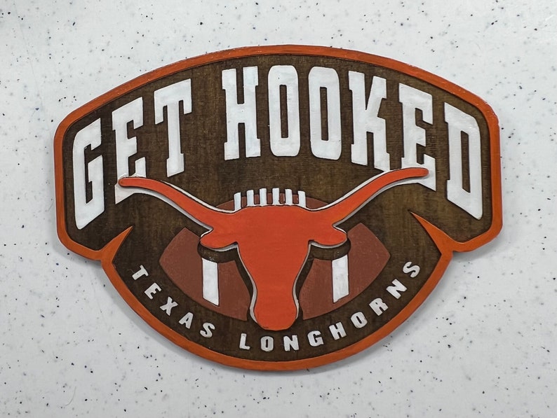 TEXAS LONGHORNS Football Tiered Tray Decor Signs Rustic Beads UT Get Hooked