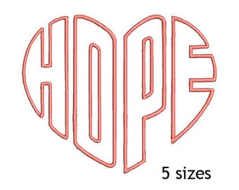 Hope Heart Machine Embroidery Design, Hope Machine Embroidery Design, Heart Embroidery Design, Hope Embroidery Design, Love Emrboidery